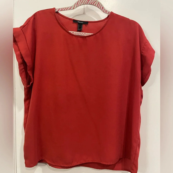 Forever 21 orange short sleeve blouse - Picture 1 of 3